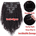 Miniatyrbild 4 av 5: 8 st Afro Curly Clip In Mänskligt Hår Extensions Brasilianskt Hår-WELLNGS auburn 22inch