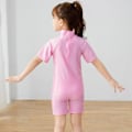 Pikkukuva 4 / 5: Jäätyneiden tyttöjen lasten uimapuku lyhyillä hihoilla, piirretty uimapuku, uimapuku - WELLNGS Pink 6-7 Years