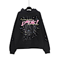 Miniatyrbillede 1 af 4: Stjerneprint Brev Edderkop Web Print Hoodie til Mænd og Kvinder Hip Hop Løs Mesh Print Tynd Sweatshirt Hoodie-WELLNGS 142 black M