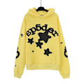 Miniatyrbilde 1 av 4: Stjernetrykk Brev Edderkoppnett Trykk Hoodie for Menn og Kvinner Hip Hop Løs Mesh Trykk Tynn Genser Hoodie-WELLNGS Yellow 145 M