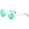 Pikkukuva 1 / 4: Retro Round John Lennon Polarisoivat Aurinkolasit Miehille ja Naisille Pyöreät Hippi Aurinkolasit - WELLNGS Green Lens-sliver Frame