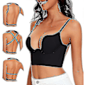 Miniatyrbild 2 av 5: Damernas Lågryggiga Bh - Sömlös Djup U-formad Halter-Bh Omvandlingsbar Multi-Way Låg Uringning Halter-Bh Camisole-Bh - WELLNGS Black 32D