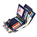 Miniatyrbild 2 av 5: SENDEFN 5206 RFID-blockerande plånbok i läder med flera kortfack för kvinnor - WELLNGS Dark blue