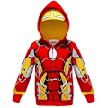 Miniatyrbilde 2 av 2: Spider-Man hettejakke for gutter 3~8 år gamle barns glidelås hettegenser-WELLNGS Red Iron Man 100