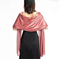 Miniatyrbillede 1 af 4: Kvinders Silke Satin Langt Tørklæde Wrap Letvægts Solid Aftenkjole Bryllup Sjal-WELLNGS Red skin