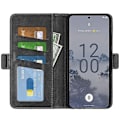 Pikkukuva 2 / 5: Nokia X30 5G:lle iskunkestävä vasikannahkainen puhelinkotelo, jossa on läppä, lompakko ja jalusta - WELLNGS Black