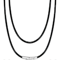 Miniatyrbillede 1 af 5: Vandtæt flettet læderhalskæde til mænd og kvinder med rustfrit stål/sort lås, 2/3MM bredde, 16\"-30\" længde, sort/brun -WELLNGS Black-3MM 28 inch