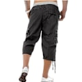 Miniatyrbillede 3 af 5: Herre Cargo Shorts Under Knælængde Lange Casual Twill Elastisk 3/4 Capri Bukser med Lynlås Cotto-WELLNGS Beige XL
