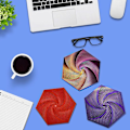 Miniatyrbillede 4 af 5: Fraktaler Fidgets Hexagoner Spiraler Sensorisk Legetøj Sjovt 3D-Printet Stressaflastningslegetøj til Voksne Børn-WELLNGS Purple Gold