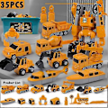 Miniatyrbilde 1 av 3: Magnetisk Transformerende Ingeniørbil Montert leketøy - WELLNGS Yellow 35 piece set