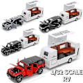 Pikkukuva 2 / 5: 1/32 Trailer RV Kuorma-auton leluautomalli Alloy Diecast Maastoauto Camper äänen ja valon leluautomalli lapsen lelujen kokoelma lahja -WELLNGS White Cullinan