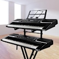 Miniatyrbilde 1 av 4: Universell dobbel keyboardstativ - Stativ for elektronisk orgel i andre etasje | Bærbart pianostativ for musikkinstrumenter med justerbar høyde