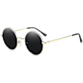 Pikkukuva 1 / 5: Retro Round John Lennon Polarisoivat Aurinkolasit Miehille ja Naisille Pyöreät Hippi Aurinkolasit - WELLNGS Black Lens-gold Frame
