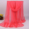 Miniatyrbilde 1 av 2: Kvinners Lang Myk Sjal Chiffon Silke Avslappet Sjal - WELLNGS Watermelon red