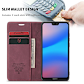 Miniatyrbilde 4 av 5: for Huawei P20 Lite Caseme 013 Series Simple Card Version Comfortable Leather Case Red-WELLNGS Red