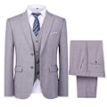 Miniatyrbillede 1 af 5: Allthemen Herrehabit til Bryllupsfest Middag 3-delt Business Habit Blazer Vest Bukser 9 Farver-WELLNGS Light Grey L