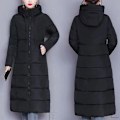 Miniatyrbilde 2 av 5: Kvinners vinter dunjakke casual lang glidelås yttertøy puffer jakke egnet for venner samling slitasje-WELLNGS Black XL