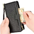 Miniatyrbillede 5 af 5: Etui Kompatibelt med Motorola Edge 20 Fusion Cover Lynlås Magnetisk Tegnebog Kortholder PU Læder Flip Etui - WELLNGS Black