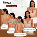 Miniatyrbillede 4 af 5: Dame Bh'er med Lav Ryg - Sømløs Dyb U-Formet Halter Bh'er Konvertible Multi-Vejs Lav Udsnit Halter Bh'er Camisole Bh'er - WELLNGS Nude 32DDD