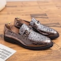 Miniatyrbillede 2 af 5: Herre Mode Tykke Bund Spidse Formelle Business Lædersko-WELLNGS Silver 44