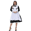 Miniatyrbilde 1 av 3: Halloween-kostyme Engelsk Blonder Pikeromsdame Kostyme Svart og Hvit Midi Skjørt Butler - WELLNGS 180cm