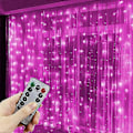 Miniatyrbild 1 av 5: 3M 4M 6M USB Gardin Girlang LED-ljus Julbelysning Juldekorationer Högtids Bröllopsdekorationer-WELLNGS Pink 3x3M