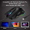 Miniatyrbilde 5 av 5: USB C Mus Type C Ergonomisk Ledningsbasert Mus RGB Spillmus - WELLNGS