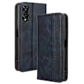 Miniatyrbillede 1 af 5: Kompatibel med TCL 505 T509K T5094 Etui Retro Læder Magnetisk Lukning Flip Telefon Cover - WELLNGS Style D