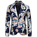 Miniatyrbilde 1 av 5: Herre Dressjakke Bronzing Trykk En Knapp Blazer-WELLNGS navy M