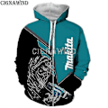 Miniatyrbilde 1 av 5: Ny ankomst hettegensere for menn/kvinner Makita 3D-trykte hettegensere Casual Harajuku-stil Streetwear Topper - WELLNGS 4 XL