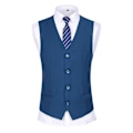 Miniatyrbillede 3 af 5: Allthemen Herresæt til Bryllup Fest Middag 3-delt Business Sæt Blazer Vest Bukser 9 Farver-WELLNGS Sea Blue M