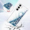 Pikkukuva 4 / 5: YB Quicksand Series-1 Yhteensopiva Samsung Galaxy S24+ -kotelon kanssa, nestemäiset kelluvat paljetit TPU-suojus - WELLNGS Blue Hearts