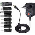 12W universell AC/DC-strömadapter, stöder 3V, 4.5V, 5V, 6V, 7.5V, 9V och 12V spänningar, levereras med 8 valfria adapterpluggar