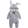 Miniatyrbillede 2 af 5: Nyfødt Baby Romper Kanin Lynlås Jumpsuit Påskehare Pyjamas Spædbarn Nattøj-WELLNGS Grey 3-6 Months
