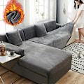 Miniatyrbild 2 av 5: Vinter Sammetssofföverdrag Kompatibla med Vardagsrum Elastiska Möbelsofföverdrag Schäslong Hörna L-formad Sofföverdrag 1 /2 /3 /4-WELLNGS light gray 2seater 140-185cm