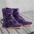 Pikkukuva 4 / 5: Naisten mokkanahkasaappaat hapsulla, ylelliset vintage-mattakengät, liukumattomat kengät, muodikkaat - WELLNGS Purple 41