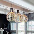 Miniatyrbilde 4 av 4: Moderne trependantlampe for stuedekorasjon, svart hengelampe, trelysestake, belysningsarmatur - WELLNGS beige Dia45cm