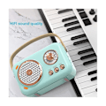 Miniatyrbild 4 av 5: Bärbar Bluetooth-högtalare med mikrofonset, vintage Bluetooth-högtalare med hem (blå) - WELLNGS