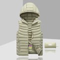 Miniatyrbilde 1 av 4: Dunjakke for menn, ermeløs, avtakbar hette, vinter, lett, ensfarget - WELLNGS Khaki M