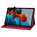 Miniatyrbillede 3 af 5: for Samsung Galaxy Tab S9+ PU Læder Tablet Etui Lynlås Lomme Kortspor Pung Stativ Cover-Rød-WELLNGS Red