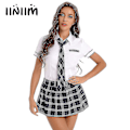 Miniatyrbilde 2 av 5: Kvinners skolejenter cosplay-kostyme japansk skolejenteuniform sexy clubwear skjorte med rutete skjørt slips anime rollespillantrekk-WELLNGS S Skirt A