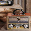 Pikkukuva 2 / 2: Puinen retro-radio, FM-radio, CD-soitin, minikokoinen ulkoinen stereokaiutin - WELLNGS