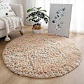 Miniatyrbild 1 av 5: Mjuk rund matta fluffiga vita mattor för vardagsrum mjuk heminredning sovrum-WELLNGS Beige Diameter 80cm