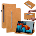 Miniatyrbillede 1 af 5: for Samsung Galaxy Tab S9+ PU Læder Tablet Etui Lynlås Lomme Kortpladser Tegnebog Stativ Cover-Gul-WELLNGS Yellow