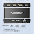 Miniatyrbilde 1 av 5: 8K 60Hz-kompatibel splitter 1 in 2 ut 4K 120Hz støtte Vision ALLM HDR UHD VRR for /4 til TV-WELLNGS 0 0