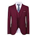 Miniatyrbillede 2 af 5: Allthemen Herresæt til Bryllupsfest Middag 3-delt Business Sæt Blazer Vest Bukser 9 Farver-WELLNGS Red 3XL