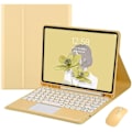 Miniatyrbillede 1 af 5: 2021 Ipad Pro 12.9 5. 4. 3. generations touch-tastatur etui med Bluetooth-mus, søde runde taster, farvet tastatur, touchpad, aftagelig - WELLNGS Yellow