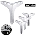 Miniatyrbillede 1 af 4: 1/4stk 10/15/17cm Møbel Sofa Ben Metal Diamant Trekant Møbelfødder-WELLNGS Silver 4PCS 15cm