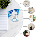 Miniatyrbillede 5 af 5: Blå Delfin Miniature Håndblæst Glas Havfisk Figur Dyr Statue Samlerobjekt Dekorationsgaver - WELLNGS style3644