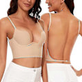Miniatyrbillede 1 af 5: Dame Bh'er med Lav Ryg - Sømløs Dyb U-Formet Halter Bh'er Konvertible Multi-Vejs Lav Udsnit Halter Bh'er Camisole Bh'er - WELLNGS Nude 32DDD